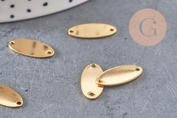 Pendentif connecteur ovale acier 201 inoxydable doré 16.5mm, x5 VALIDE