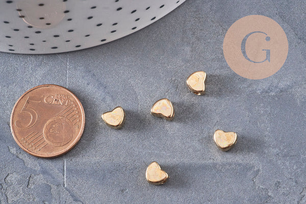 Gold plastic heart beads 5.5mm, x 10g VALID