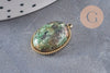 Natural stone pendant, 304 stainless steel, gold plated, 22mm, x1 VALID