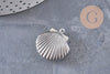 pendentif locket coquillage acier IP inoxydable doré 18K/platine 23.5mm,x1 (G4552)