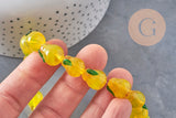 Perles Poire fruit verre tchèque artisanal 14mm, x1 fil de 28cm (G11021)