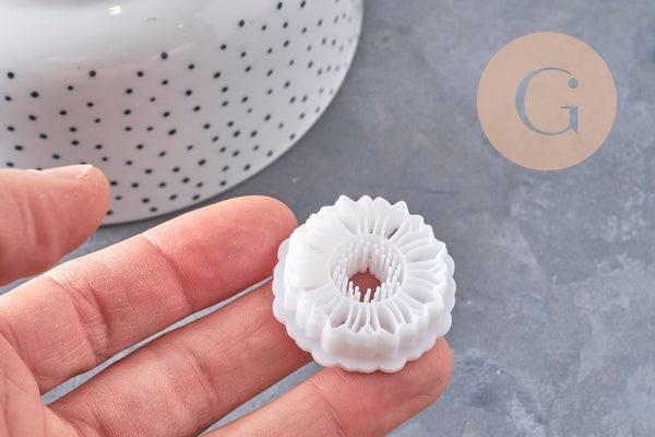 Emporte-Pièce Pâte polymère rond Fleur tournesol créole interchangeable 30mm, x1 (G10996)