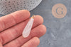 Pendentif goutte quartz rose naturel laiton & acier doré 38mm, x1 (G11052) VALIDE