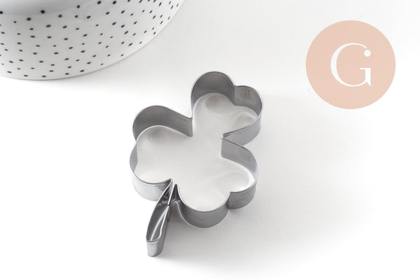 Emporte-pièce trèfle acier inoxydable 7.4cm, x1 (G11050)