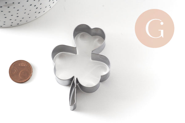Emporte-pièce trèfle acier inoxydable 7.4cm, x1 (G11050)