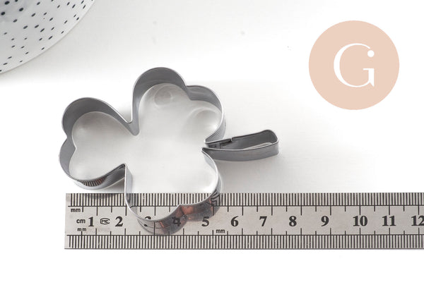 Emporte-pièce trèfle acier inoxydable 7.4cm, x1 (G11050)