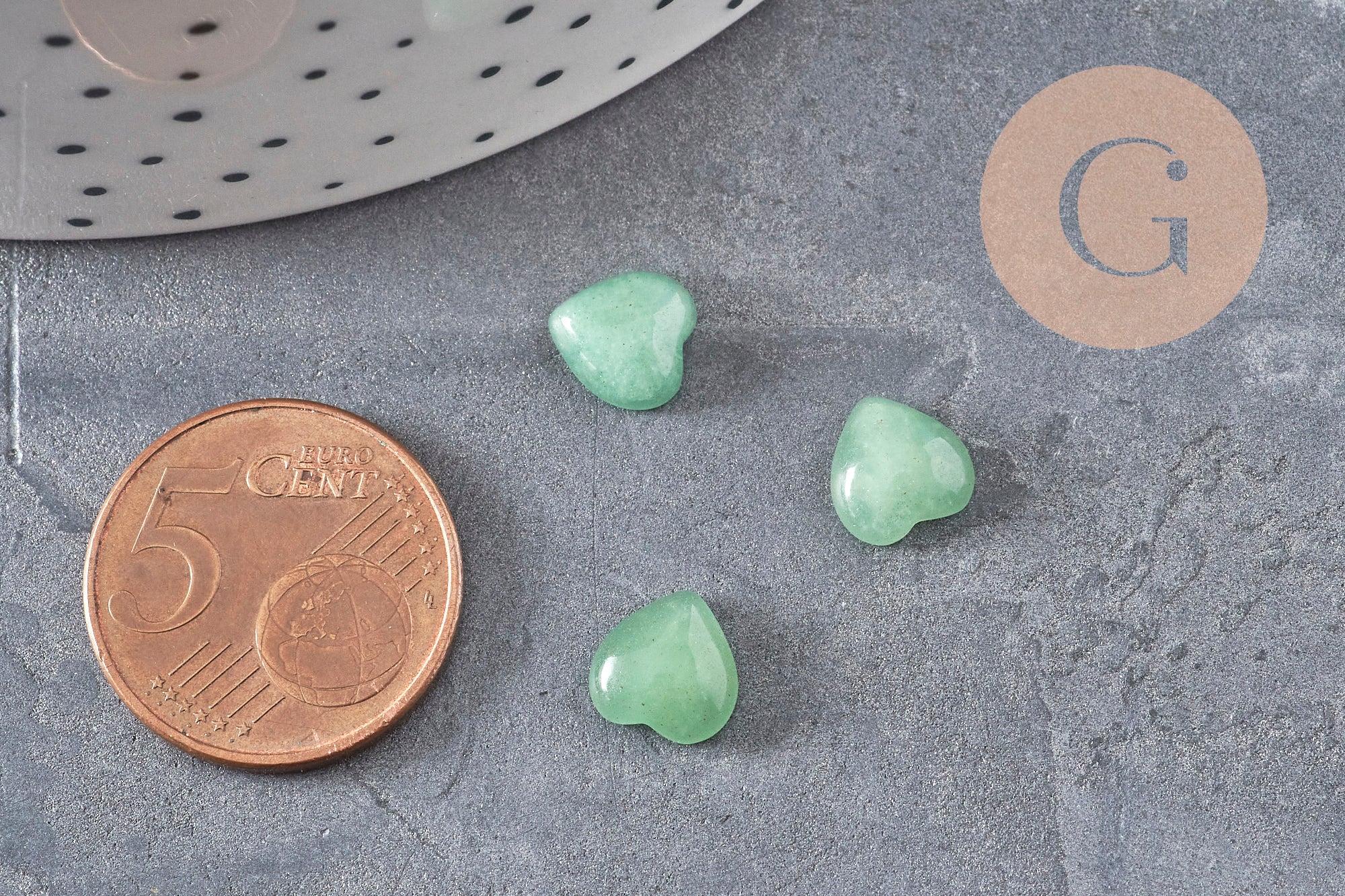 Cabochon coeur aventurine naturelle 8x8mm, x1 (G11044)
