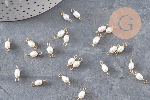 Pendentif connecteur perle naturelle acier 304 inoxydable 11.5mm, x1 (G11053)