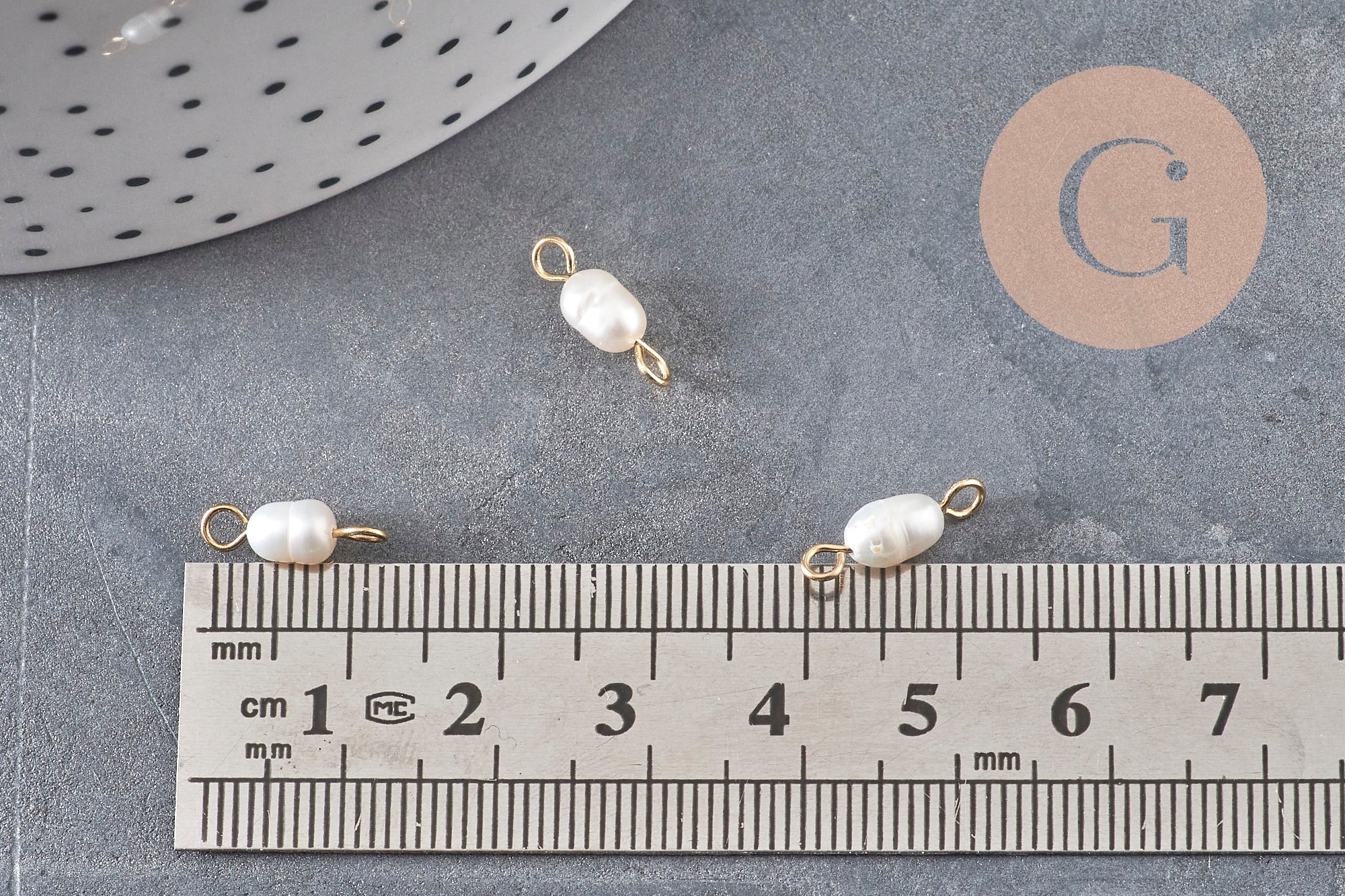 Pendentif connecteur perle naturelle acier 304 inoxydable 11.5mm, x1 (G11053)