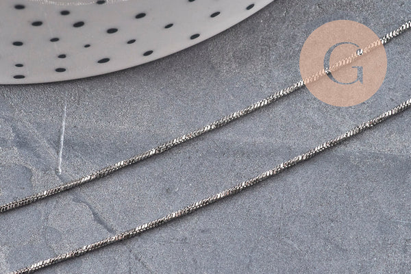 Collier Chaine serpent acier inoxydable platine 1mm/42.5cm, x1 (G11057) VALIDE