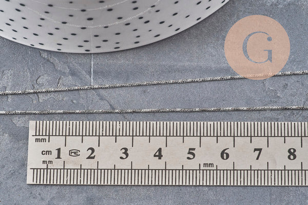 Collier Chaine serpent acier inoxydable platine 1mm/42.5cm, x1 (G11057) VALIDE