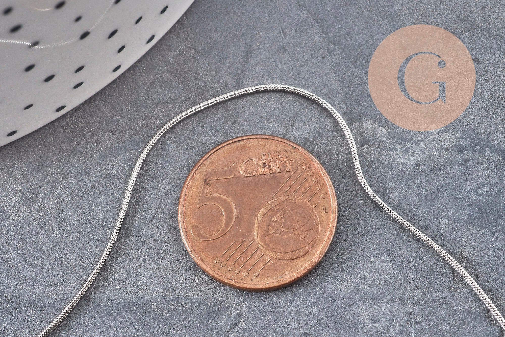 Collier Chaine serpent acier inoxydable platine 0.8mm/45.5cm, x1 (G11054)
