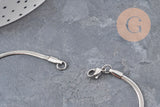 Collier Chaine serpent acier inoxydable platine 2.2mm/45cm, x1 (G11056)