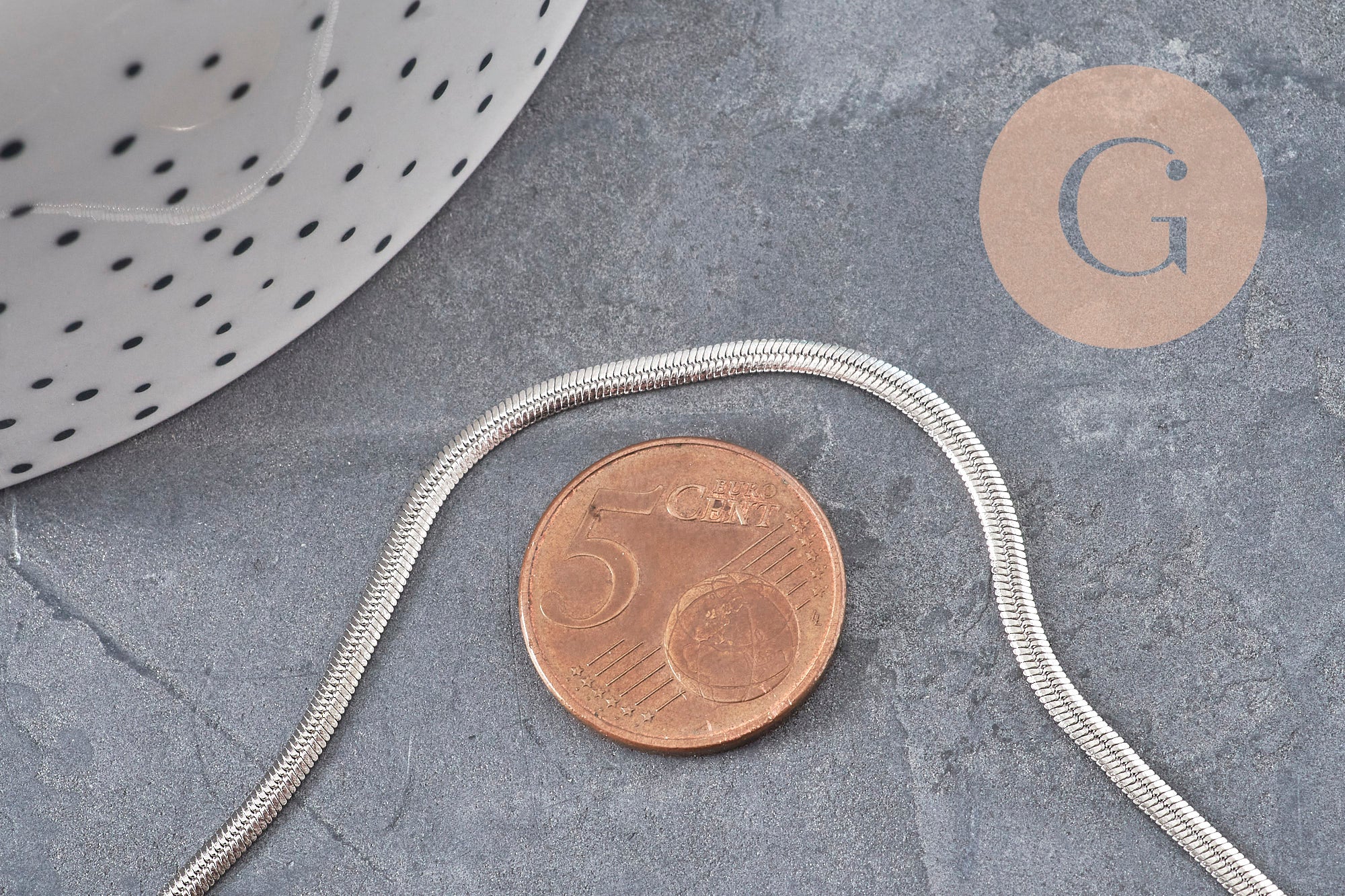 Collier Chaine serpent acier inoxydable platine 2.2mm/45cm, x1 (G11056)