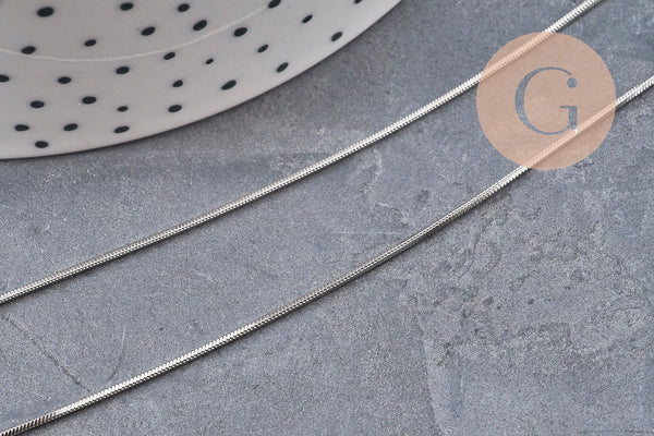 Collier chaine serpent acier inoxydable platine 1.5mm/45cm, x1 VALIDE