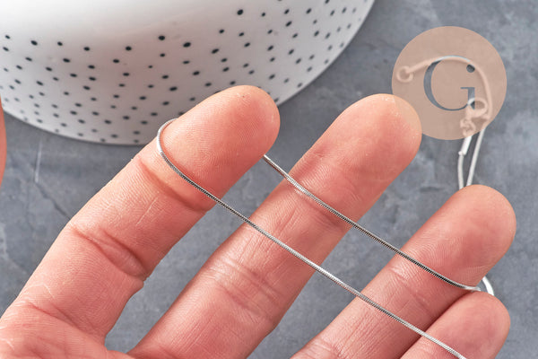 Collier chaine serpent acier inoxydable platine 1.5mm/45cm, x1 VALIDE