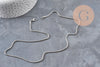 Collier Chaine serpent acier inoxydable platine 2mm/50cm, x1 (G11058)