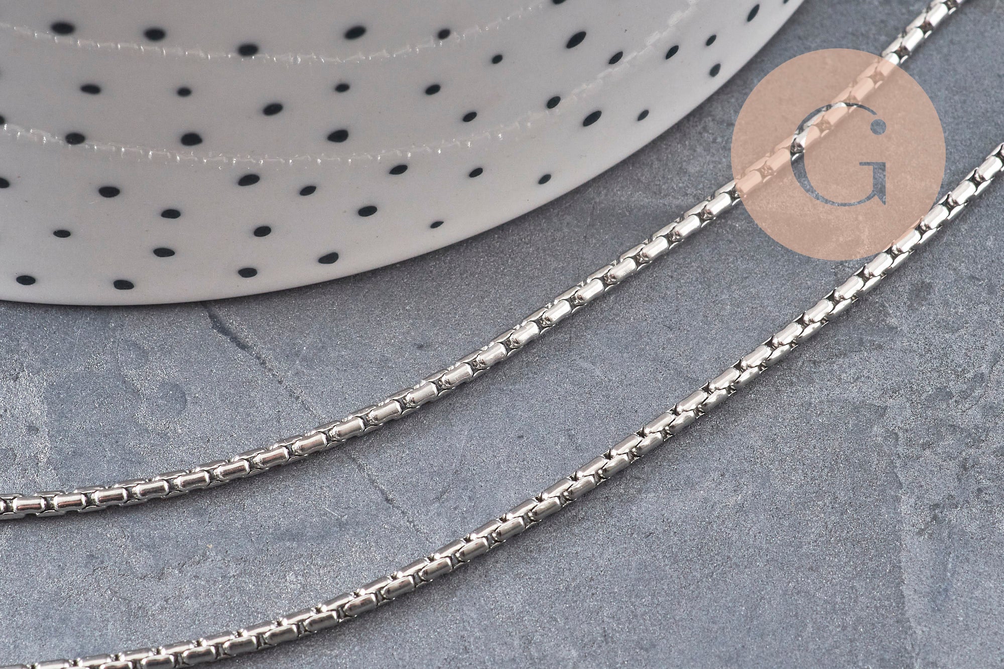 Collier Chaine serpent acier inoxydable platine 2mm/50cm, x1 (G11058)