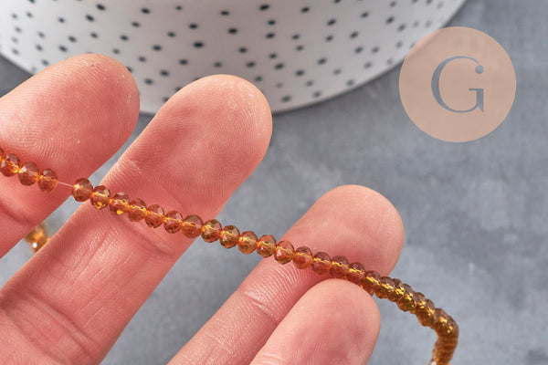 Perles abacus cristal jaune doré transparent 3.5mm, x1 fil de 29cm (G11068)