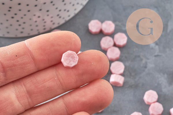 Granulés cire à cacheter rose nacré,fourniture pour création de sceaux personnalisés pour sceaux et invitations de mariage DIY, x100 (G4590)