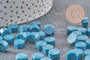 Granulés cire bleu moyen nacré à cacheter, fourniture pour création sceaux personnalisés pour sceaux et invitations de mariage, x100 (G6213)