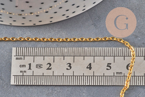 Chaine forçat fer doré 2 mm, x5 Mètres (G0751)