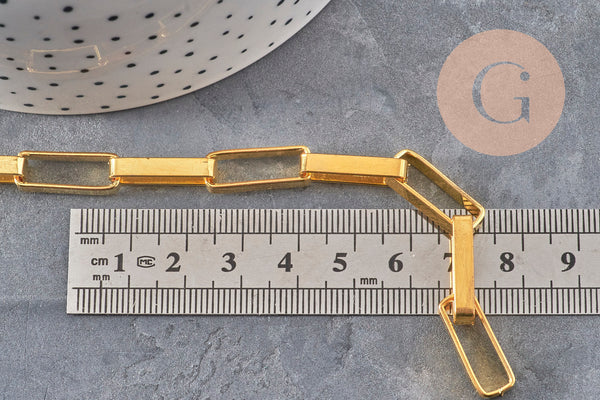 Chaine doré maille rectangle,chaine collier, chaine dorée,chaine large,19x7mm, X 1Mètre G1788