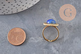 Bague réglable pierre bleue acier inoxydable doré PVD Taille 53, x1 (G11078)