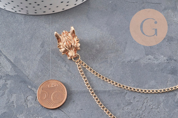 Broche de col Lion zamac doré, x1 (G7022)