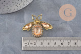 Broche abeille zamac doré Cristal champagne 47mm, x1 (G11086)
