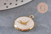 Pendentif rond motif hirondelle acier 304 inoxydable doré 16mm, x1 (G11104) VALIDE