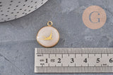 Pendentif rond motif hirondelle acier 304 inoxydable doré 16mm, x1 (G11104)