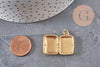 Pendentif locket rectangle cœur porte-photo laiton doré 18K émaillé 26mm, x1 (G11146)