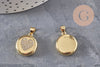 Pendentif locket rond laiton doré 18K coeur zircons 23mm, x1 (G11137)