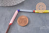 Perles tube verre millefiori artisanal 28mm, x1 fil de 40cm (G11114)