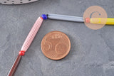Perles tube verre millefiori artisanal 28mm, x1 fil de 40cm (G11114)