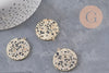 Pendentif rond jaspe dalmatien naturel laiton doré 32mm, x1 (G11123)