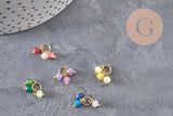 Breloque perles jade naturel coloré acier 304 inoxydable doré 11mm, x1 (G11148)