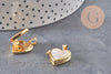 Pendentif locket rond laiton doré 18K coeur nacre naturelle 18.5mm, x1 (G11136)