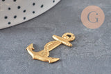 Raw brass anchor pendant 28mm, x1 (G10168)