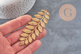 Estampe feuille laurier laiton brut 90mm, x1 (G10165)