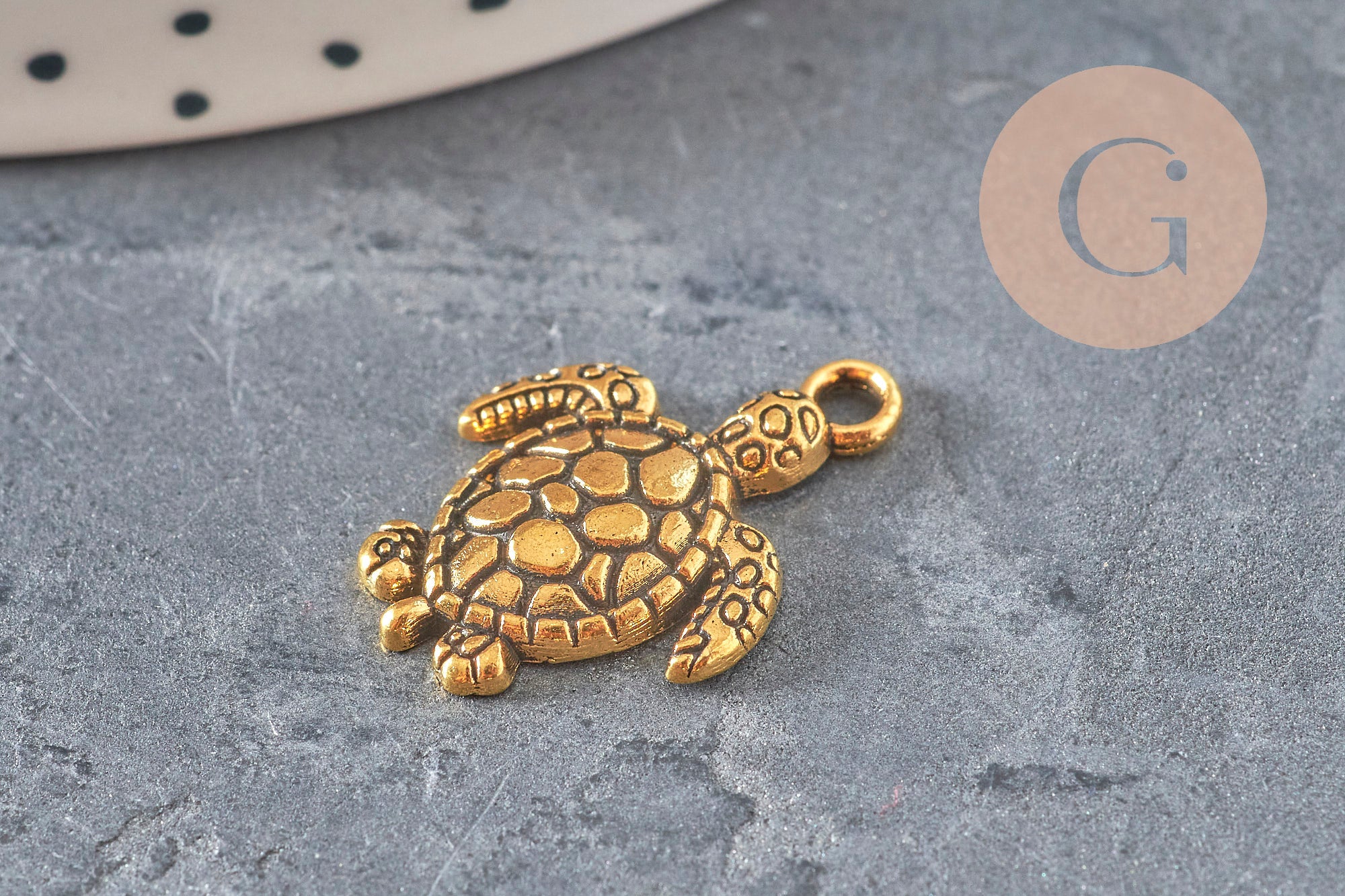 Dije tortuga zamac dorado 23mm, x5 VÁLIDO