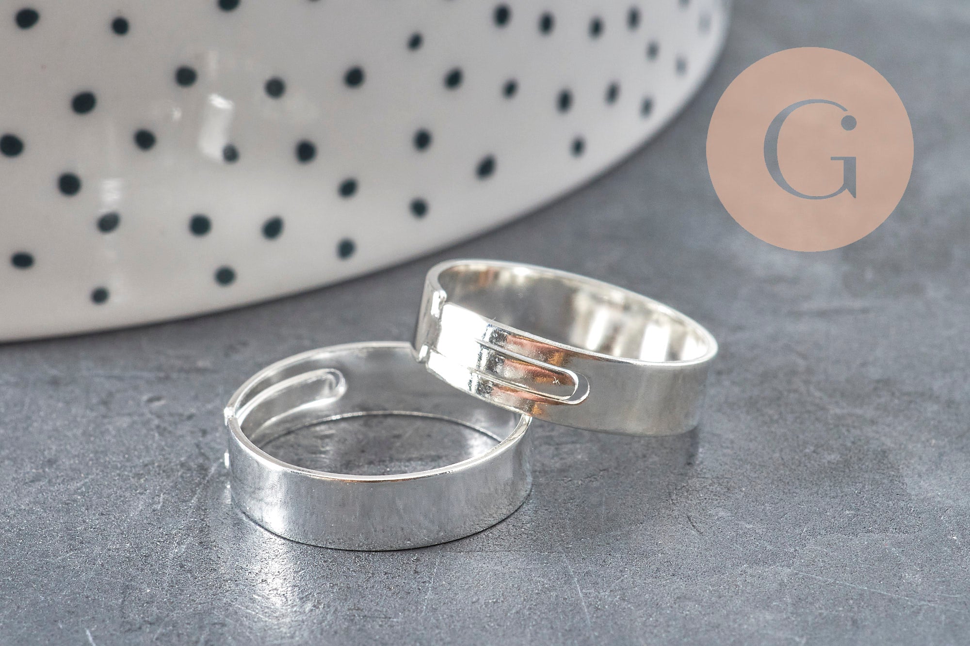 Anillo ajustable personalizable en acero inoxidable dorado 18mmx10mm, x2 (G6870)