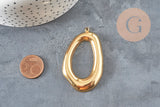 Hollow oval pendant, 304 stainless steel, gold textured, 58mm, x1 (G11268)