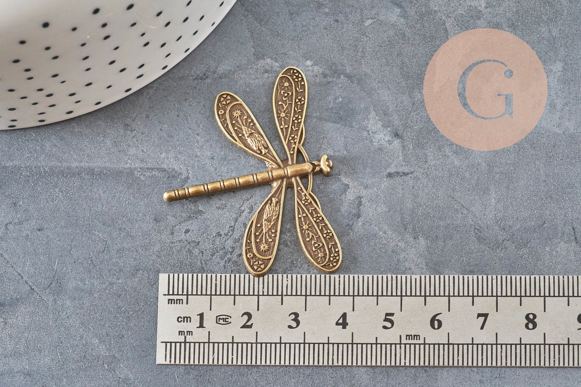Dragonfly pendant zamak bronze 38mm, x2 VALID