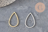 Stainless steel 201 drop connector pendant, gold or platinum plated, 26mm, x2 VALID