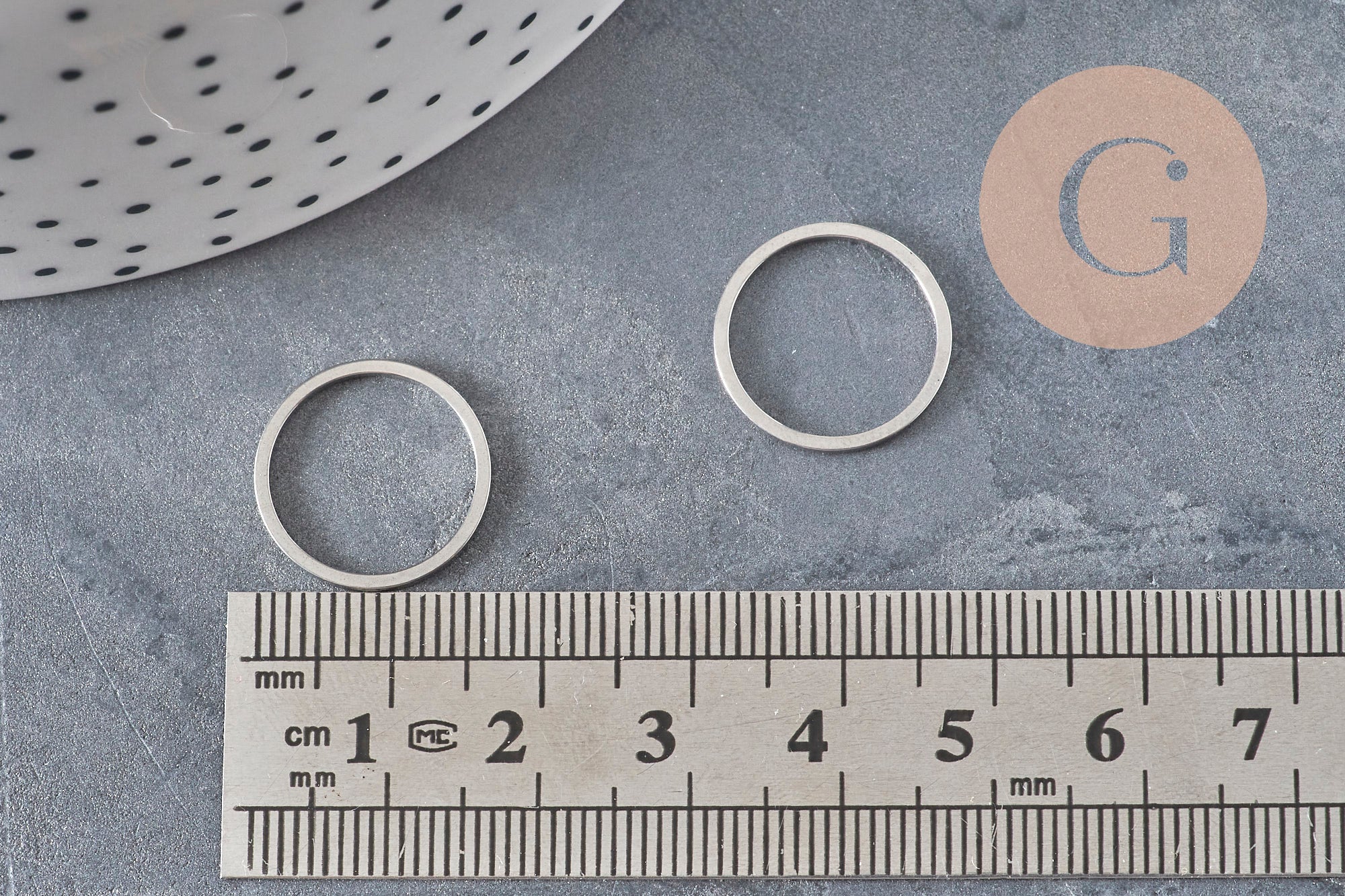 Round connector pendant, 304 stainless steel, platinum, 16mm, x10 VALID