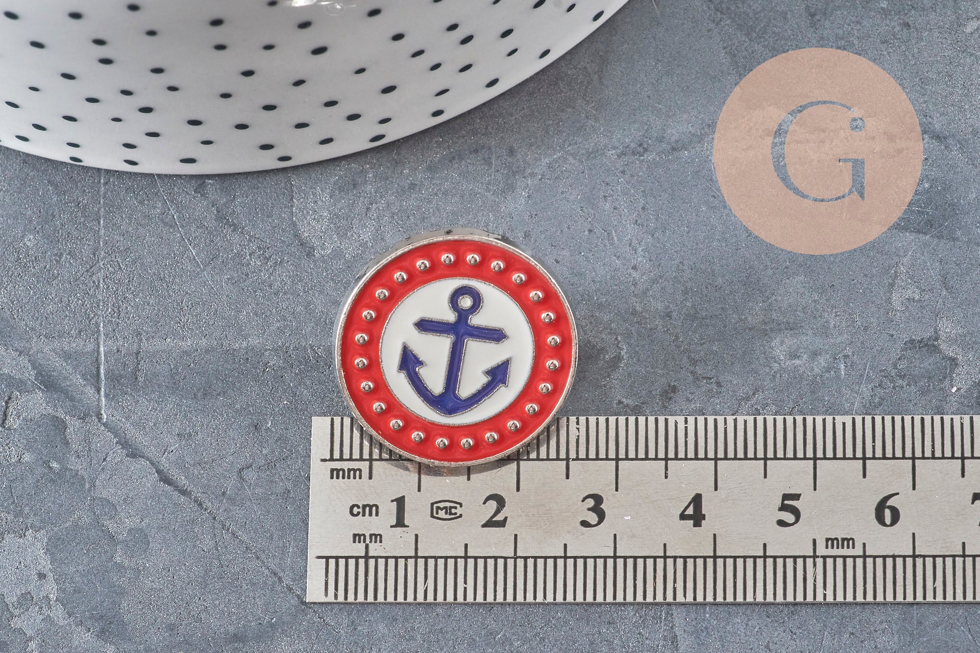 Zamac gold-plated marine emblem pin 25mm, x1 VALID