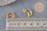 Textured hollow moon charm, gilded zamak 15mm, x5 (G11221)