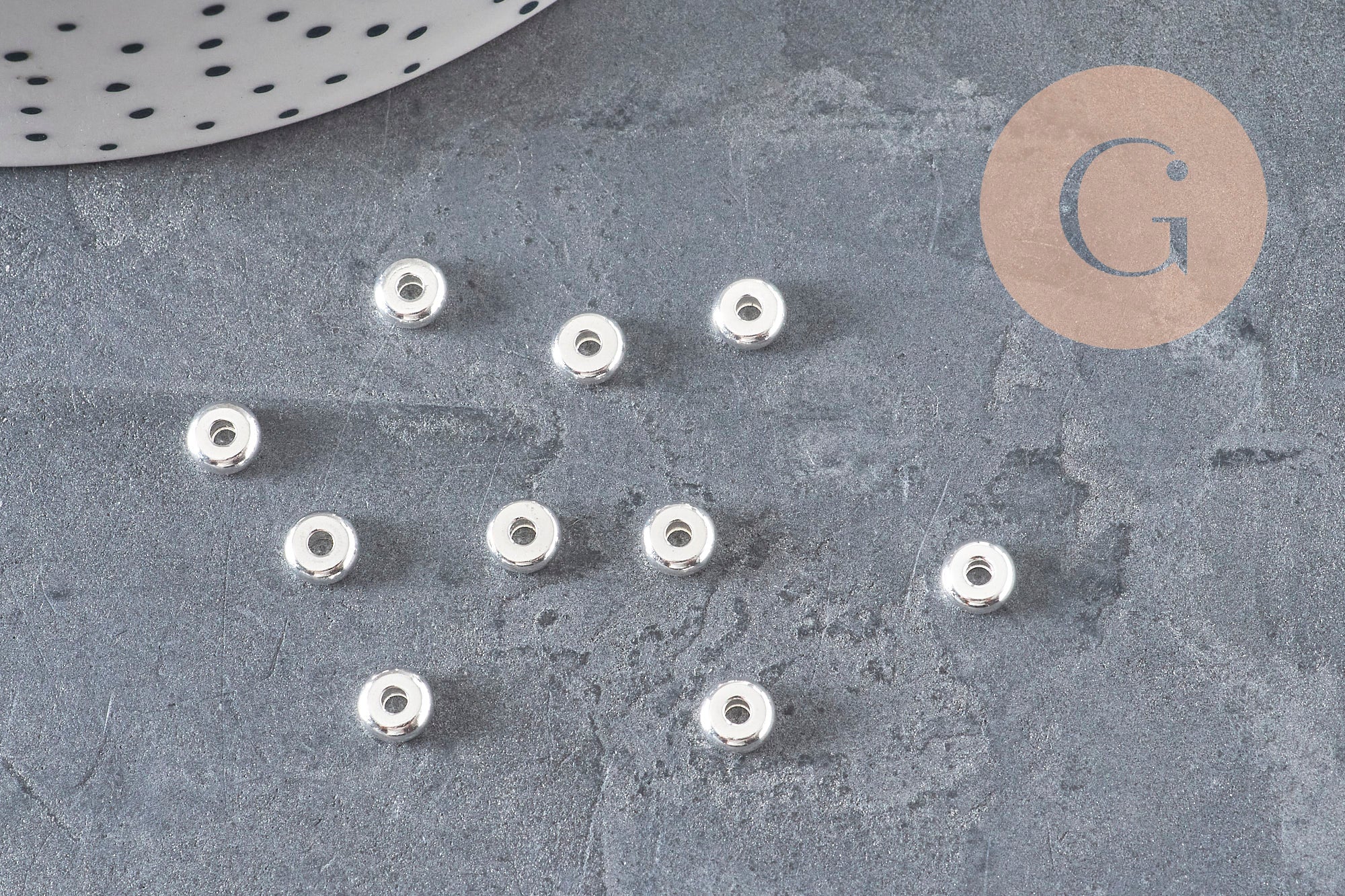 Perles intercalaires rondelles acier 304 inoxydable argenté 5mm, x10 (G11173)